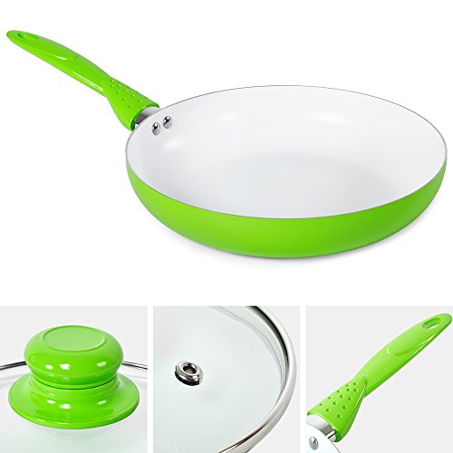TecTake 8 teiliges Keramik Kochtopf Set mit Glasdeckel -diverse Farben- (Grün) - 7