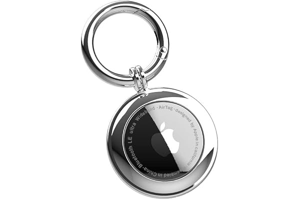 RECKNEY Porte Clef AirTag Apple Support Air Tag Etui – Porte-cle Airtag Compatible avec Apple AirTagg – Coque AirTag pour clés Bagage Portefeuilles, Sacs Chiens et Chats (Argent)