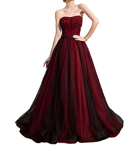 O.D.W Femme Longue Robe de MarišŠe Vintage Retro Robes de Gothique Rouge+Noir 2 44