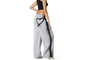 Aelfric Eden Baggy spodnie dresowe dla kobiet i mężczyzn, graffiti w kształcie serca, spodnie rekreacyjne, bawełniane, ze ściągaczem, szare spodnie sportowe z kieszeniami