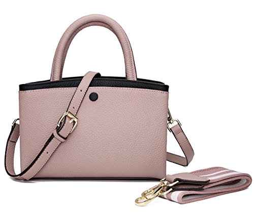 SAIERLONG Ladies Designer Womens Light Pink Genuine Leather Handbags Tote Shoulder Bags