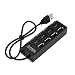 Produktbild Prevently USB Hub Netzteil USB 4 Ports 2.0 HUB 4 Port USB 2.0 Hub Ein/Aus-Schalter + DC Power Adapter Kabel für PC Laptop mit Einzelnen Power Schalter (Schwarz)