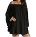 ZANZEA Women's Sexy Long Sleeve Off Shoulder Beach Wear Mini Top Dress Black L
