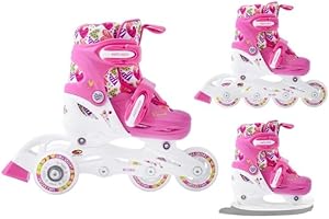 SMJ SPORT SMJ Hearts Children's Girls Set 3-in-1 Inline Skates / Roller Skates Adjustable ABEC5 Inline Skates Convertible to Ice Skates