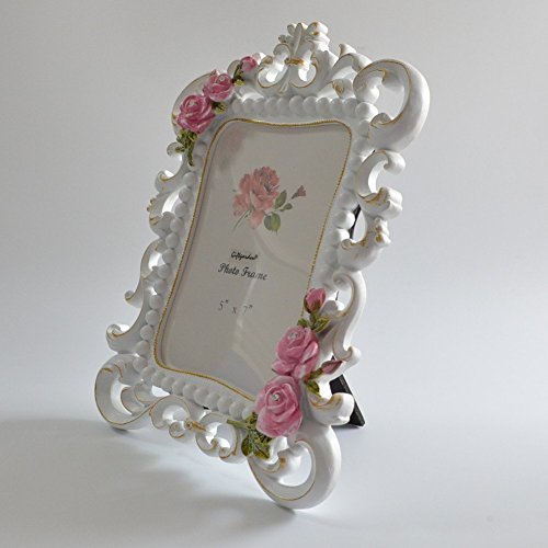 Giftgarden 13×18 Bilderrahmen mit Perlen und Rosen weiß - 9