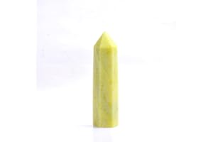 BEISHH Shang Natural Golden Beryl Hexagonal Crystal Point Rock Mineral Specimen Home Decoration Collection Gift Healing trouble stone (Color : Gold Beryl, Size : 71-80mm)