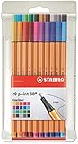 Fineliner - STABILO point 88 - 20er Pack - mit 20...