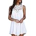 Produktbild Luckycat  Chiffonkleid Damen Frauen Kurzarm Casual Sommerkleider lose Spitze Chiffonkleid Strand Blumen Kleider Knielang Minikleid Partykleid Abendkleid Kleider (Small, Weiß)