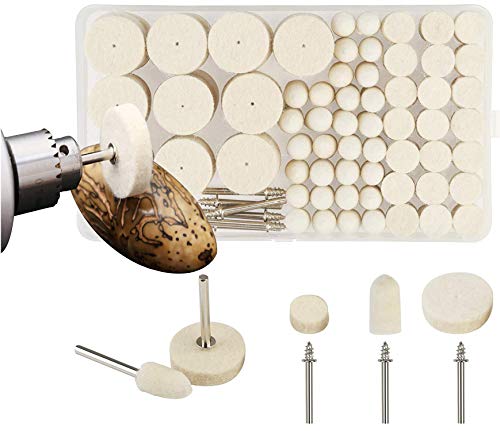DIY Crafts Pack Of 100 Pcs, Off White, Rotary Tool Accessory Wool Felt Polishing Pad Felt 3 Pc Mounted Mandrel Set Grinding Head Buffing Wheel for Rotary Tools(Pack Of 100 Pcs, Off White)