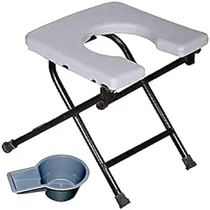 ASR Surgical Foldable Commode Stool With Pot (Black)