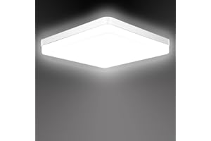Ouyulong Lampara Led Techo Cuadrada 36W, Plafón Baño Impermeable IP54,23CM 4350LM 6500K Plafon Cocina, Para Pasillo Dormitorio Balcón Garaje salon