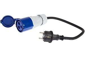 OROK - Adaptateur Prise Camping Car extérieur 220V - Prise Caravane extérieur 220V - P17 Femelle/Prise 220V Mâle - Câble 35cm - 16A - Norme CEE17 & IP44 - Pièces et Accessoires pour Camping-Car