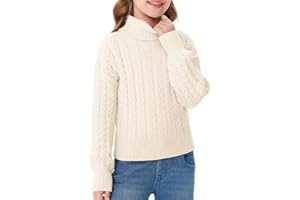 Haloumoning Jersey para niña, cuello alto, manga larga, suelto, informal, para otoño e invierno