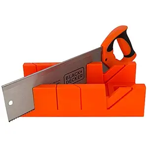 BLACK+DECKER BDHT20346 Steel Mitre Box with Saw For Professional & DIY Use-350mm, 6 Months Warranty (Orange)
