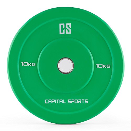 CAPITAL SPORTS Nipton Bumper Plates 5er Set Hantelscheiben Hartgummi-Gewicht-Scheiben für Langahantel-Training (Farben und Gewichte nach Wahl, Hartgummi, 50,0 mm) - 4