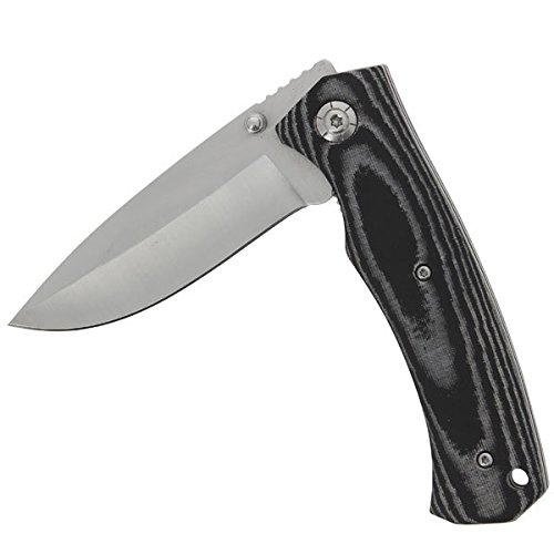 G8DS® Taschenmesser Einhandmesser satiniert "Black-White Satin" schwarz-weißem Micarta Griff