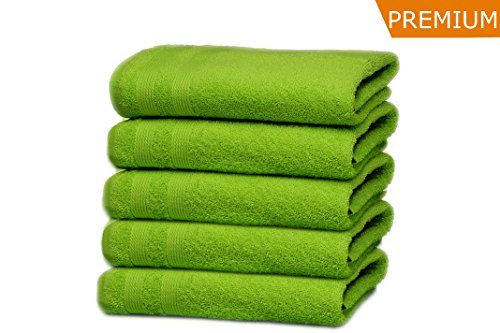 Gästehandtuch 5er Set Grün 30x50 100% Baumwolle 450g/m² Öko-Tex Standard 100 Frottier Handtuch Gästetuch Serie
