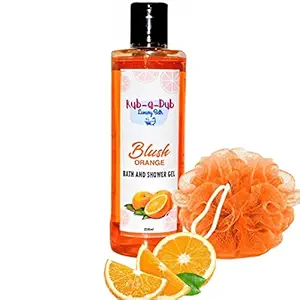 Rub a Dub Blush Orange Body Wash Shower Gel With Loofah For Bathing Women Men - 100% Orange Essential Oil Body Wash Shower Gel - 250 ml