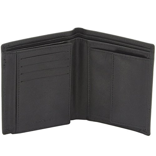 Preisvergleich Produktbild Friedrich Lederwaren Geldbrse SLIM LINE Wasserbffel Leder schwarz RFID Schutz