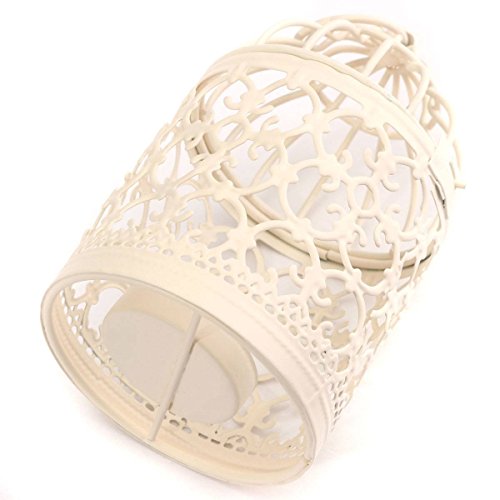 JUNGEN Nostalgischer Deko Vogelvoliere Vogelkäfig Vogelbauer Lilie Landhausstil 14*8cm,creme Weiß - 2