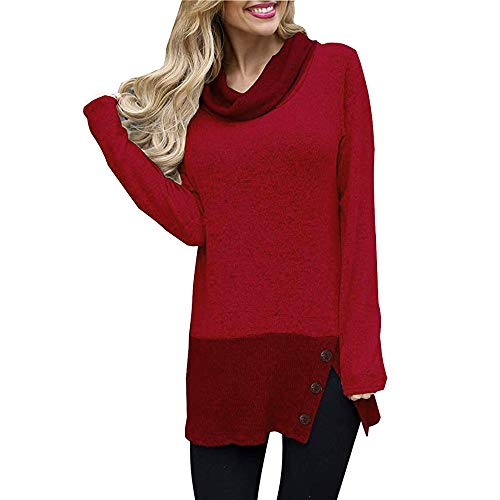 Blusas Elegantes Mujer Talla Grande, Manadlian Sudadera Mujer Manga Larga Casual Botones de Mujer Túnica de Cuello de Capucha