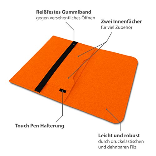 Schutzhülle Sleeve Cover Laptop Hülle für Lenovo Yoga 910 / 900 / 900S / 510S / 710S / 720 Filz Case Tablet Bag Filztasche Notebook von UC Express® , Farben:Orange - 7