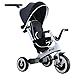 Produktbild HOMCOM 4 in 1 Kinderdreirad Dreirad Kinder Fahrrad Rad Kinderwagen Schubstange Sonnendach Sicherheitsgurt ab 18 Monate dunkelgrau