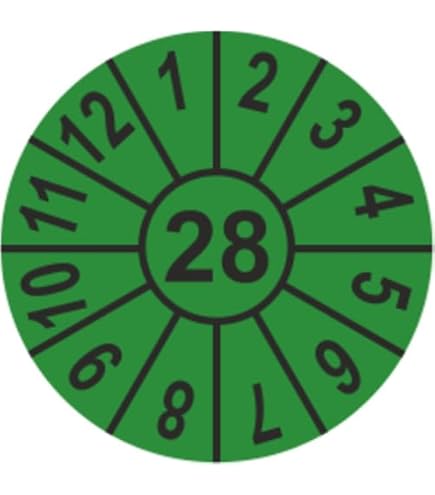 Labelident Jahresprüfplakette 2025 – 1000 Stück, 20 Mm, Gelb-schwarz, Polyethylen, Selbstklebend, Für Geräte & Anlagen