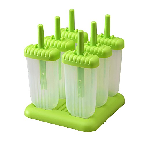 Pingenaneer 6 Stück Eis am Stiel BPA Frei Eislutscher Formen Stieleisformer aus Polyethylen ideal für den Sommer und die Familie Grün