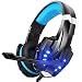 Produktbild OPmeA Kopfhörer Stereo Gaming Headset mit Mikrofon LED-Leuchten Kopfhörer mit Geräuschunterdrückung für PS4, PC (Farbe : Blau)