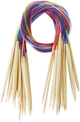 LZIONEW 18 Sizes 2.0mm-10.0mm 80cm Double Pointed Knitting Needles with Colorful Tube Circular Bleached Bamboo Knitting kit Crochet Hooks Yarn Weave Craft Knit kit.