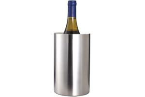BAR CRAFT Barcraft Refroidisseur de Vin Isolé pour une Seule Bouteille, Acier Inoxydable, 12 X 12 X 19 cm,Argent