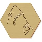 Aptas para el lavavajillas Azeeda 6 x \'Friki de Tiburón\' 95mm Hexágono De Madera Posavasos (CR00024783)