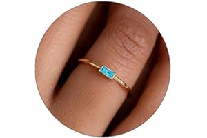 Aidenn Gold Birthstone Rings for Women Non Tarnish 14K Gold Plated Stackable Ring Dainty Teen Girls Mothers Birthday Gifts Engagement Wedding Promise Rings Gemstone Jewellery Sizes N, Q, S