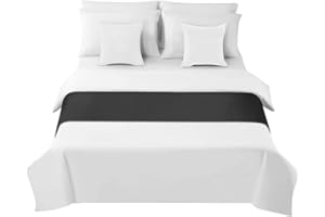 Morbuy Bettläufer, Einfarbig Bettschal für den Fuß des Bettes Luxus Weicher Bettlaufer Schlafzimmer für Gästehaus Hotel Schlafzimme Dekorativer (Schwarz,50x240cm)