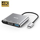 ICZI USB-C vers HDMI Hub, Type-C vers 4K HDMI/USB 3.0 et Type c PD Port pour Google Chromebook Pixel, ASUS zenbook, MacBook Pro,Huawei matebook Plug and Play