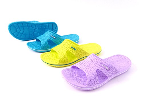 Damen Badeschuh Badeschlappen Badelatschen Strandschuhe – Flieder, Türkis und Lemon Größe 36-41 - 2