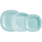 Luminarc Carine Turquoise Opal Tableware Microwave Safe Refrigerator Recyclable | Turquesa, dise&ntilde;o cuadrado, acabado brillo,