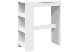 ‎VIDAXL vidaXL Bartisch, Stehtisch mit Regal, Tresentisch für Küche Wohnzimmer Esszimmer, Küchentisch Loungetisch Bistrotisch, Weiß Holzwerkstoff