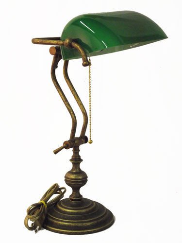 Lampada da tavolo Ministeriale Vetro Verde in Ottone MADE IN ITALY