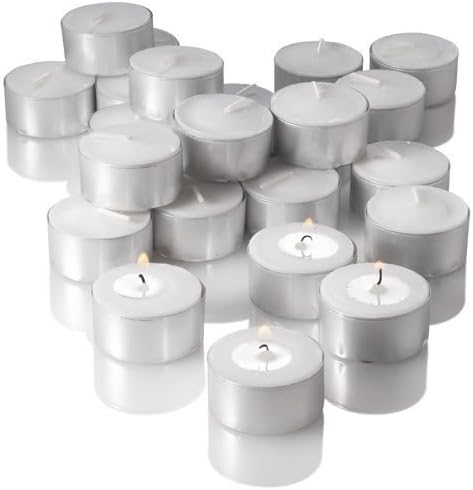 Newlemo 50 Pcs White Tea Lights Wholesale Tealight Candles Unscented Candles Smokeless for Wedding,Birthday,Bath,Party,Dinner,Christmas