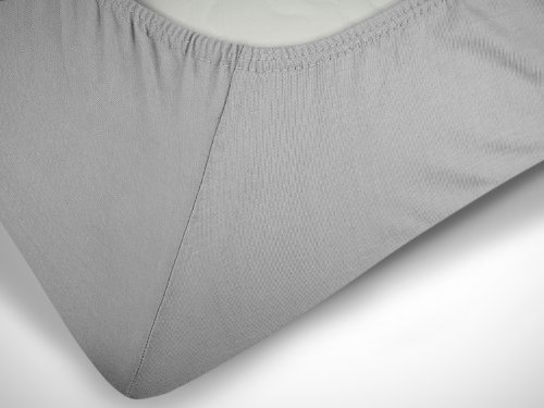 klassisches Jersey Spannbetttuch – erhältlich in 22 modernen Farben und 6 verschiedenen Größen – 100% Baumwolle, 140-160 x 200 cm, silber - 5