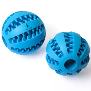 PetsFellow 2 Pack Dog Ball Toy for Pet Tooth Cleaning, Chewing, IQ Treat Balls, Dog Pet Food Treat Feeder, Chew Tooth Cleaning, Exercise Game Traning Ball (Blue, 2.75 inch)