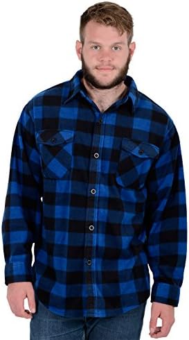 Mens Colorado Blue Check Fleece Lumberjack Winter Gents Casual Work Shirt - L