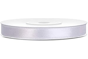 DaLoKu Satinband 6/12/25/38/50/100mm x 25m Geschenkband Schleifenband, Größe: 6mm x 25m, Farbe: Weiß