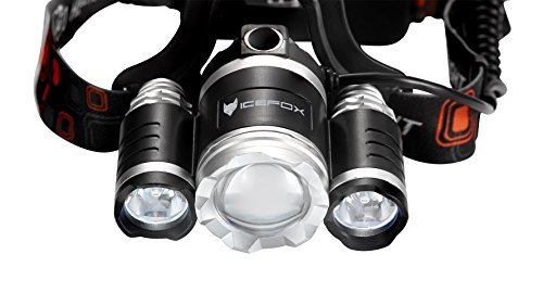LED Stirnlampe, icefox Super helle LED-Lampen, 6000 Lumen wasserdichter Scheinwerfer mit 4 Helligkeits-Modi. Perfekt zum Laufen, zum Campen, zum Wandern und zum Spazierengehen. - 5