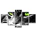 Produktbild XMDNYE Abstrakte Hauptdekor-Gemälde 5 Panel Cat Green Eyes Rahmenfotos auf Leinwand Poster und Drucke auf der Wand Artwork