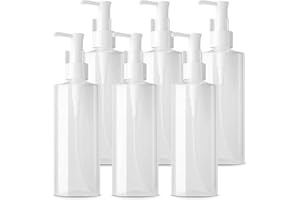 TIANZD 6 Pièces Ovales Transparent Flacon Vide PET 150ml Pompe Cosmétique Bouteilles Vides Pompe Doseuse avec Clip Pour Cosmétique Une Utilisation Savon Lotion Gel Huile essentielle