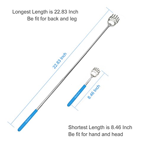 Set 5 Teleskop Rückenkratzer bei DigHealth-(Ausziehbar, Edelstahl, Gummiertem Griff, Circa 58cm, Bär Klaue), Massagegerät Körpe zum Rücken Kratzen - 2