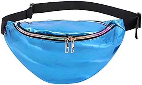 VMAE Women Fashion Hologram Laser Waist Bag with Strap, Fanny Pack Zipper Waterproof Bum Bag for Festival, Rave, Party and Trip
